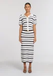 Viktoria & Woods Skirts>Malakai Skirt NAVY/IVORY STRIPE