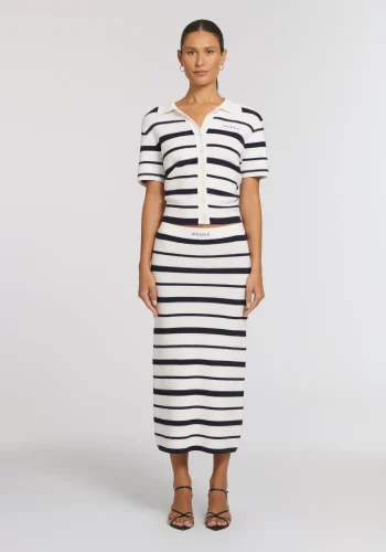 Viktoria & Woods Skirts>Malakai Skirt NAVY/IVORY STRIPE