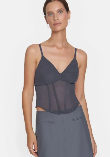 Viktoria & Woods Tops|V&W Icons>OMEGA BUSTIER DARK SILVER